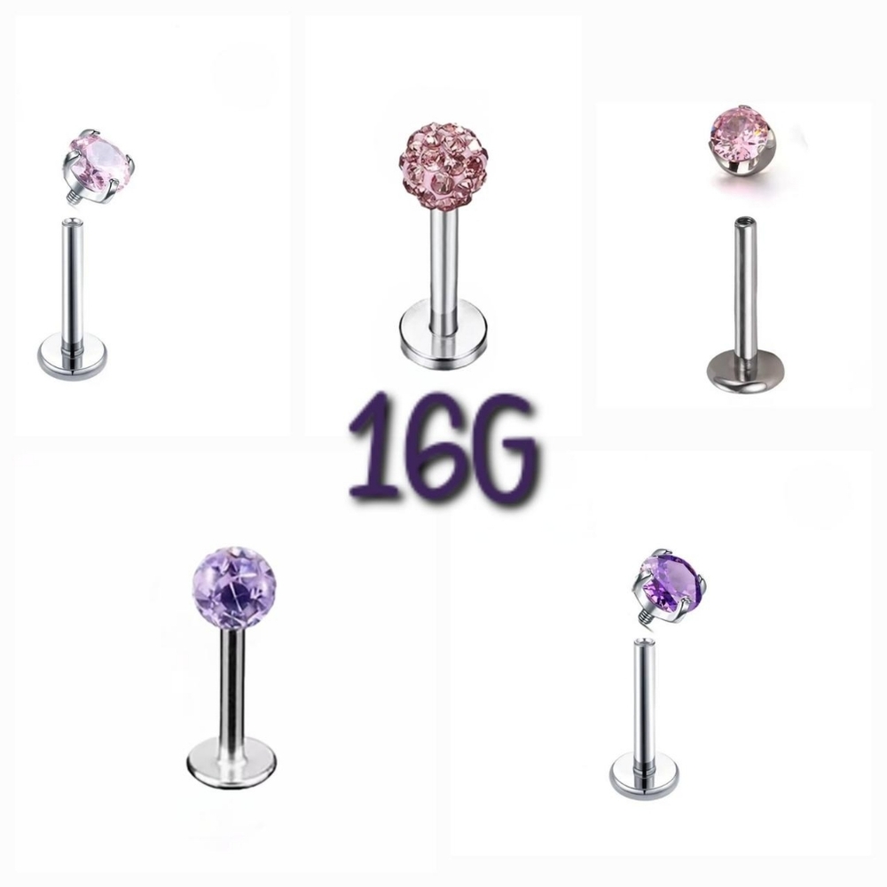 16G Body Jewelry for Tragus, Labret, Nose, Lip, Helix Piercings {Price Per Each}